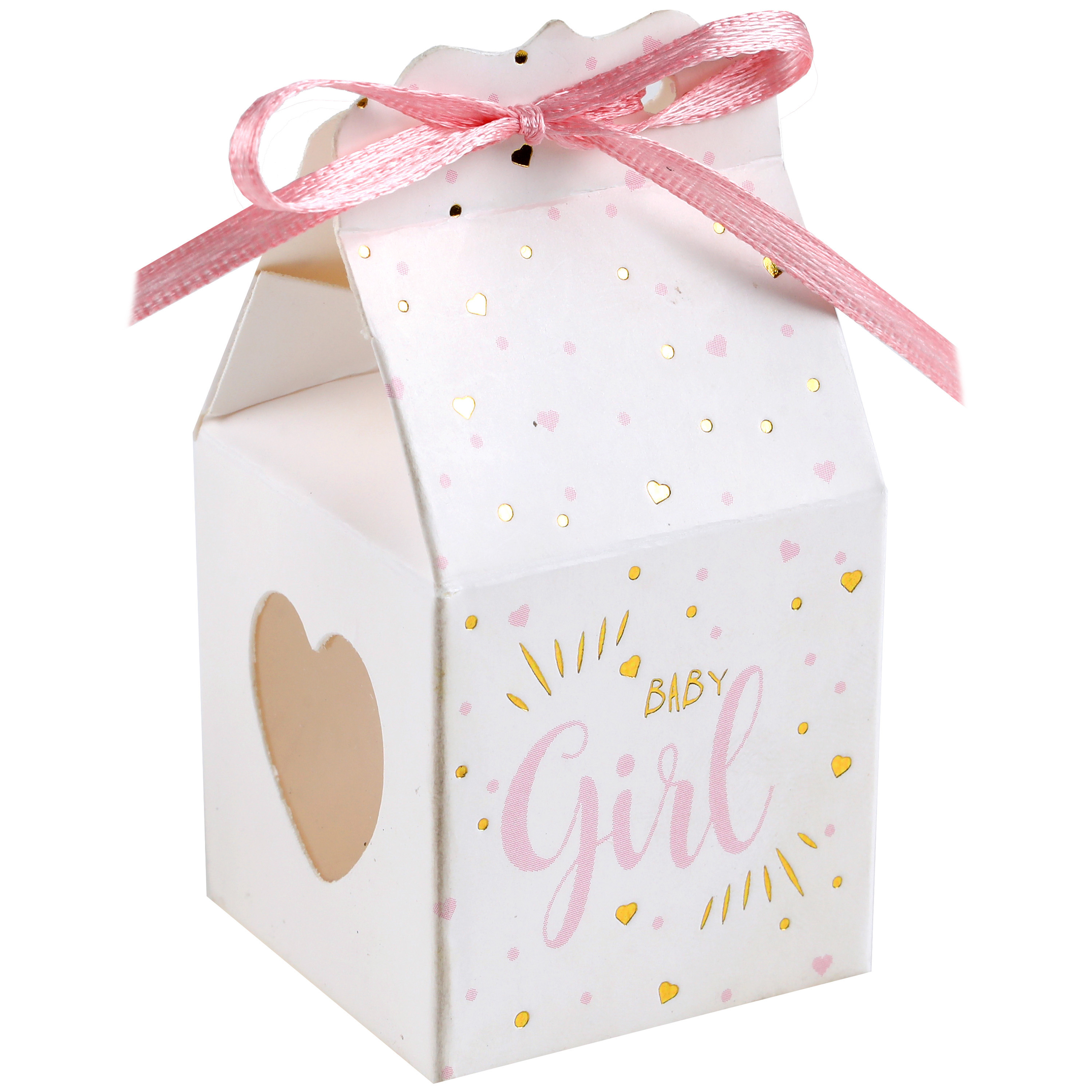 Santex cadeaudoosjes baby girl Babyshower bedankje 6x stuks wit-roze 4 cm dochter
