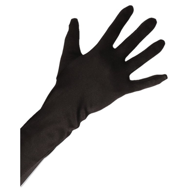 Satijnen handschoenen zwart lang voor volwassenen