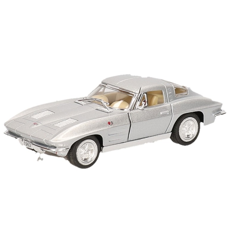 Schaalmodel Chevrolet Corvette zilver 1963 13 cm