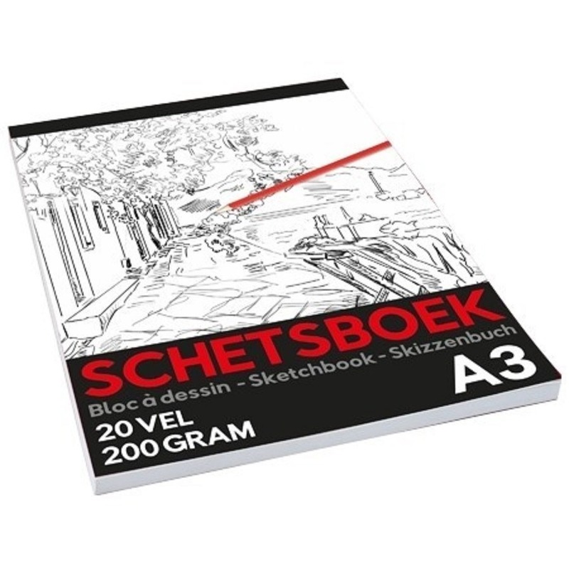 Schetsboek-tekenboek 20 bladzijdes 200 grams