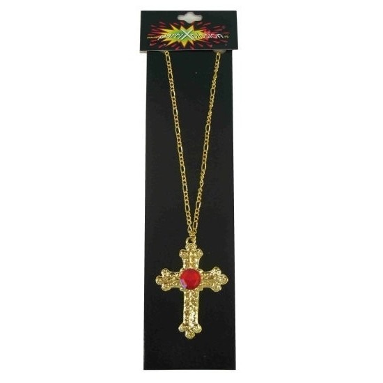 Sinterklaas accessoires gouden ketting met kruis