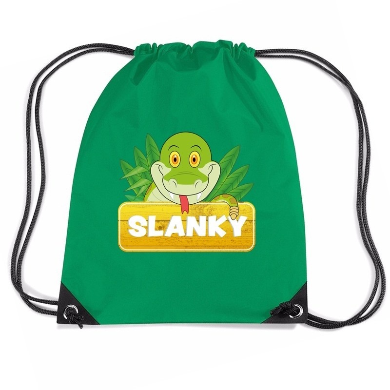 Slanky de Slang trekkoord rugzak-gymtas groen voor kinderen