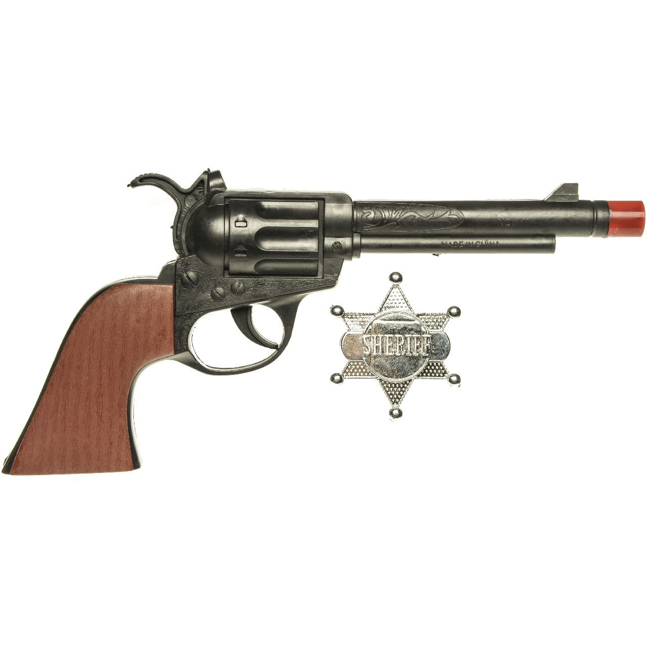 Speelgoed cowboy pistool met sheriff ster 24 cm