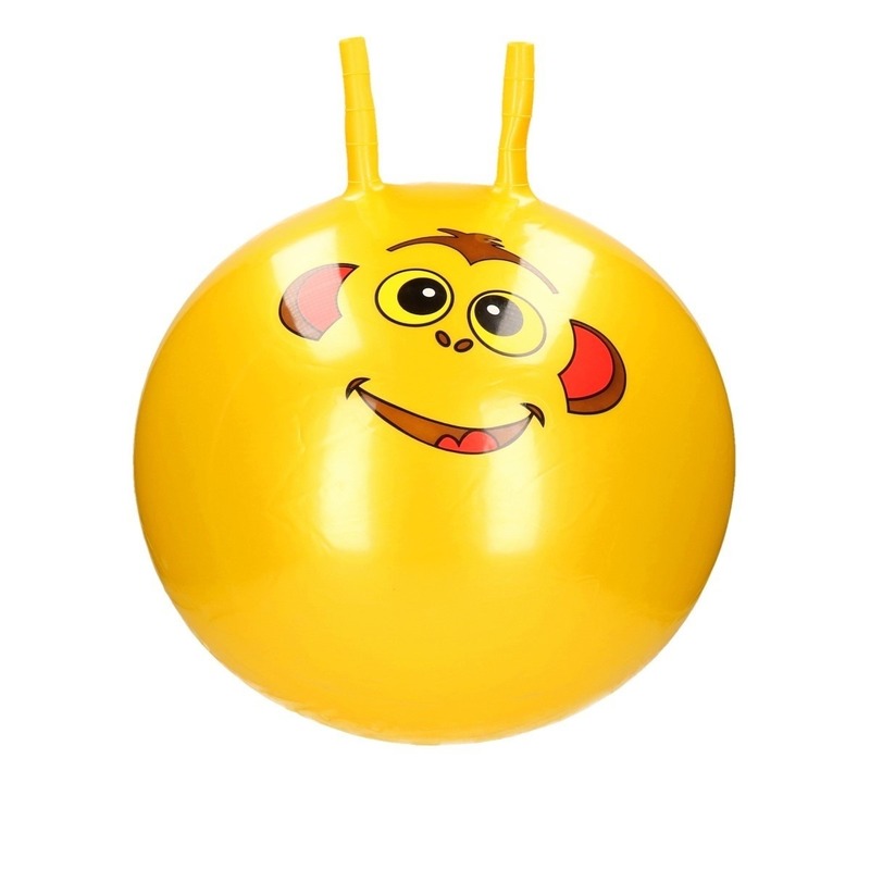 Speelgoed skippybal met dieren gezicht geel 46 cm