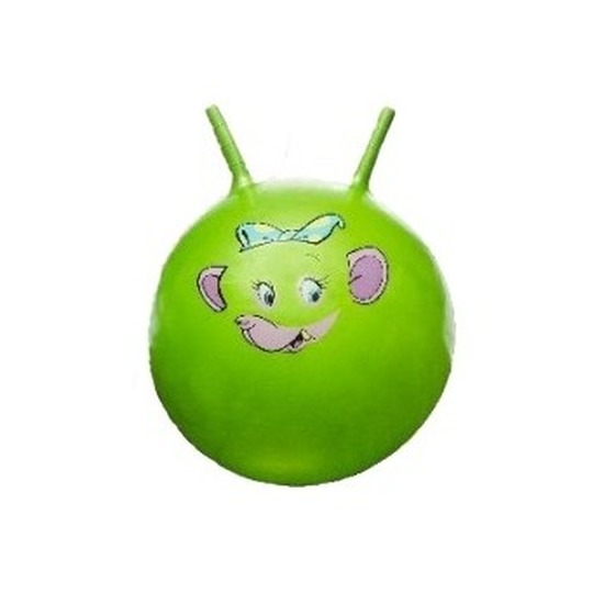 Speelgoed skippybal met dieren gezicht groen 46 cm