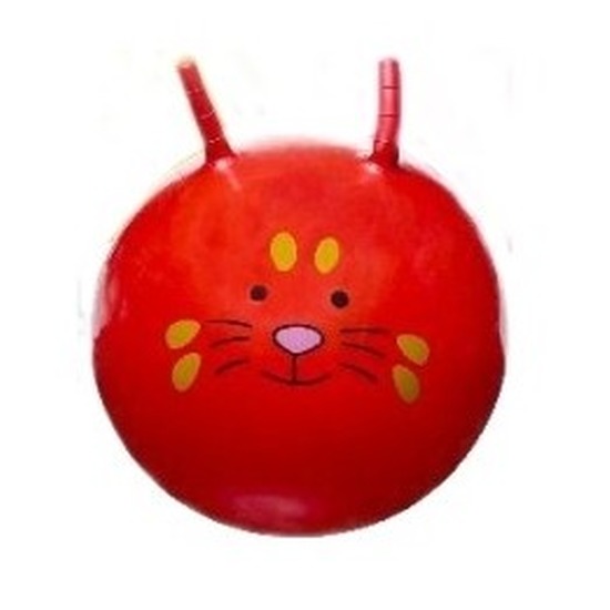 Speelgoed skippybal met dieren gezicht rood 46 cm