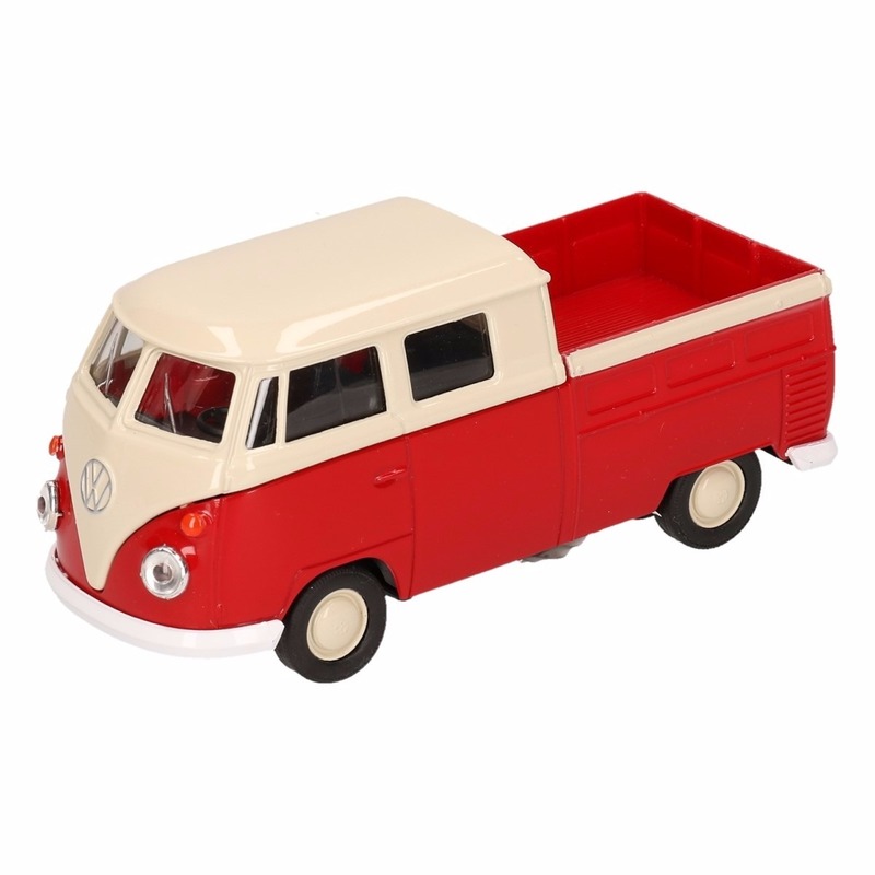 Speelgoed Volkswagen T1 pick up busje rood Welly autootje 1:36