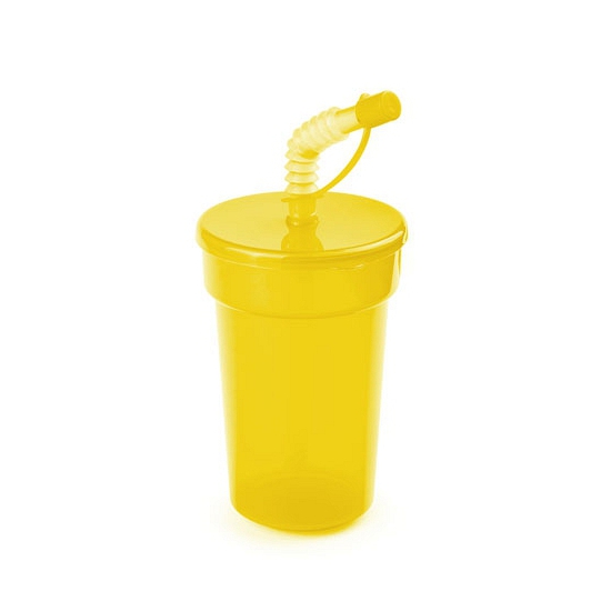 Sportbeker-Limonadebeker met rietje geel 400 ml
