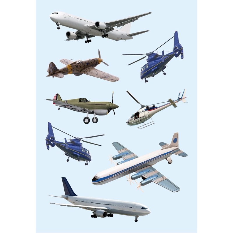 Stickers diverse vliegtuigen 3 vellen