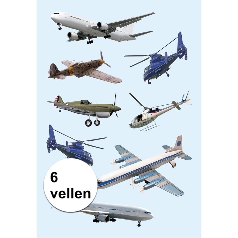 Stickers diverse vliegtuigen 6 vellen