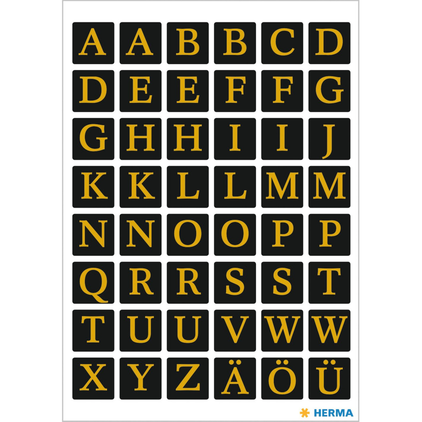 Stickervelletjes met 96x stuks alfabet plak letters zwart-goud 13x13 mm