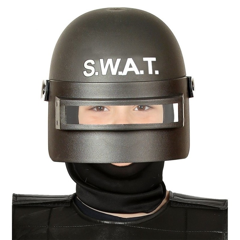 S.W.A.T. politie verkleed helm zwart voor kinderen