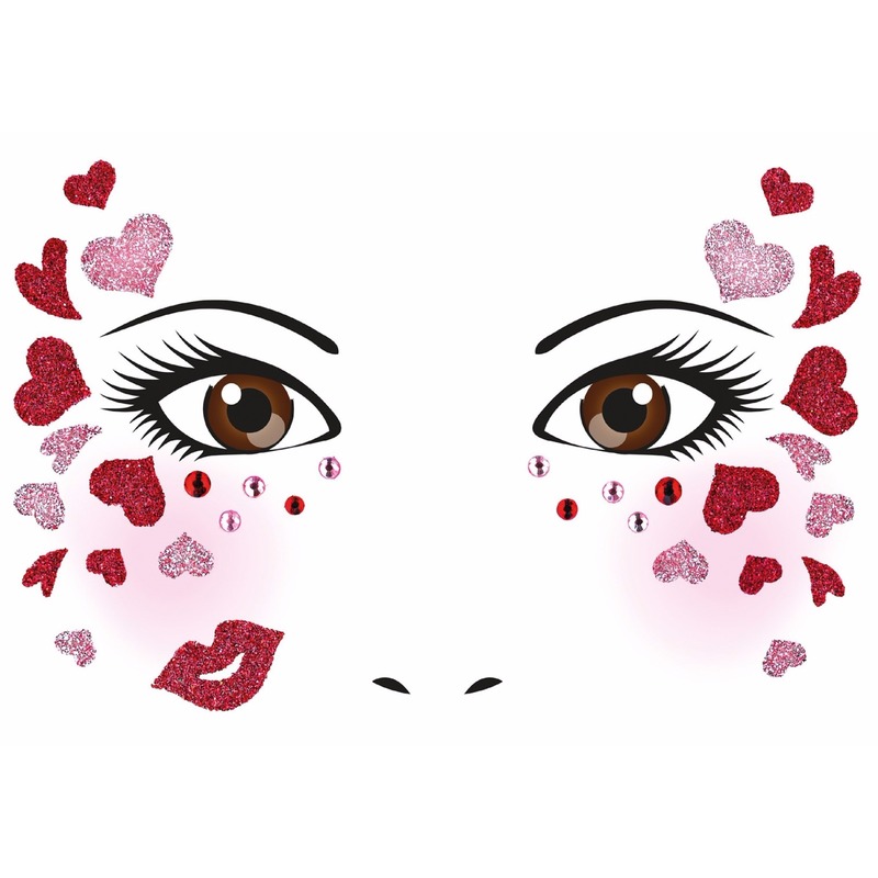 Thema gezicht folie valentijn sticker 1 vel
