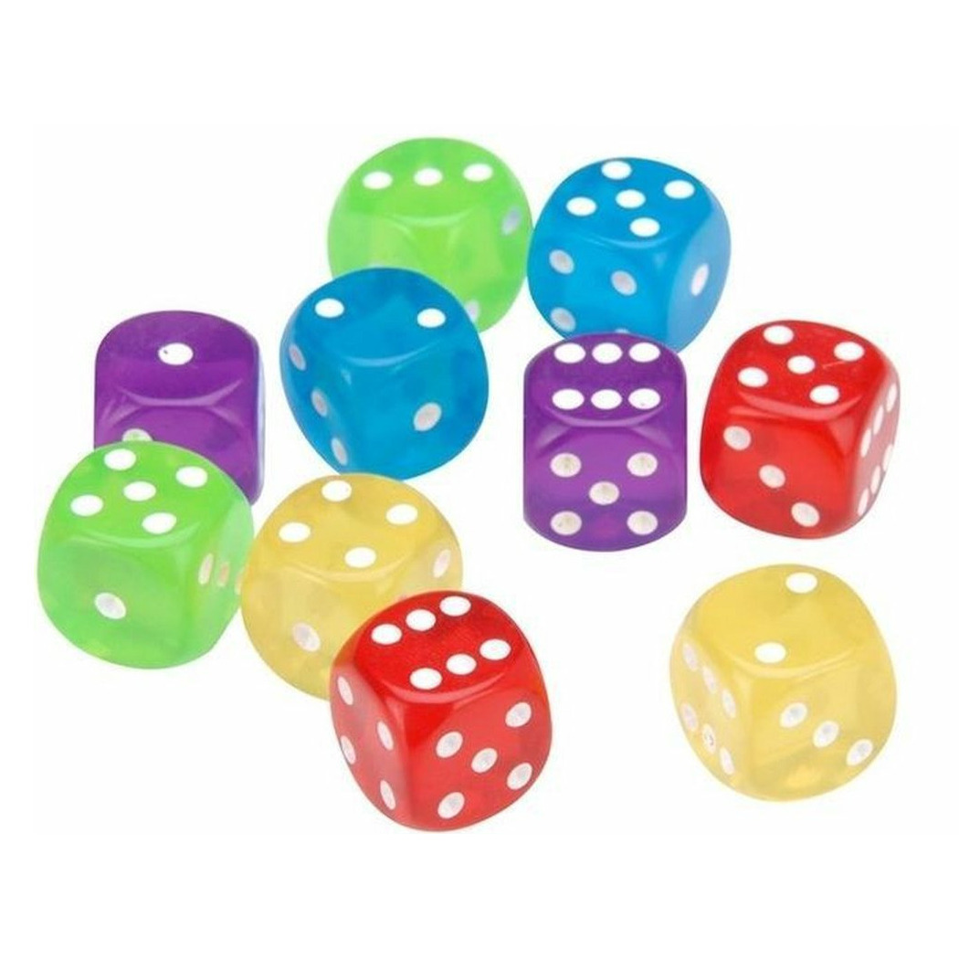 TopTen Dobbelstenen 10x kleurenmix kunststof bordspellen dobbel spellen