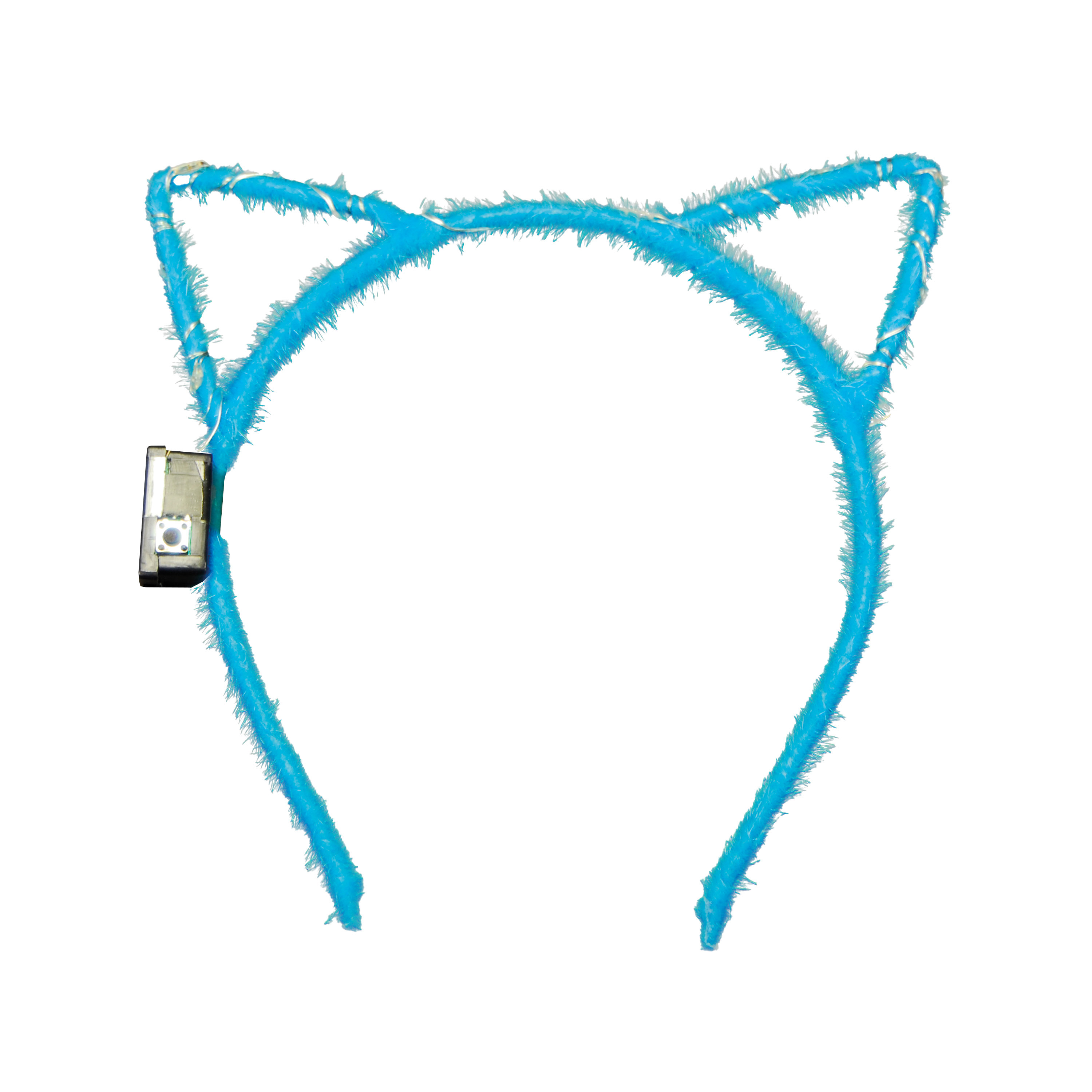 Verkleed-feest diadeem katten-poezen oren-oortjes blauw meisjes LED licht carnaval