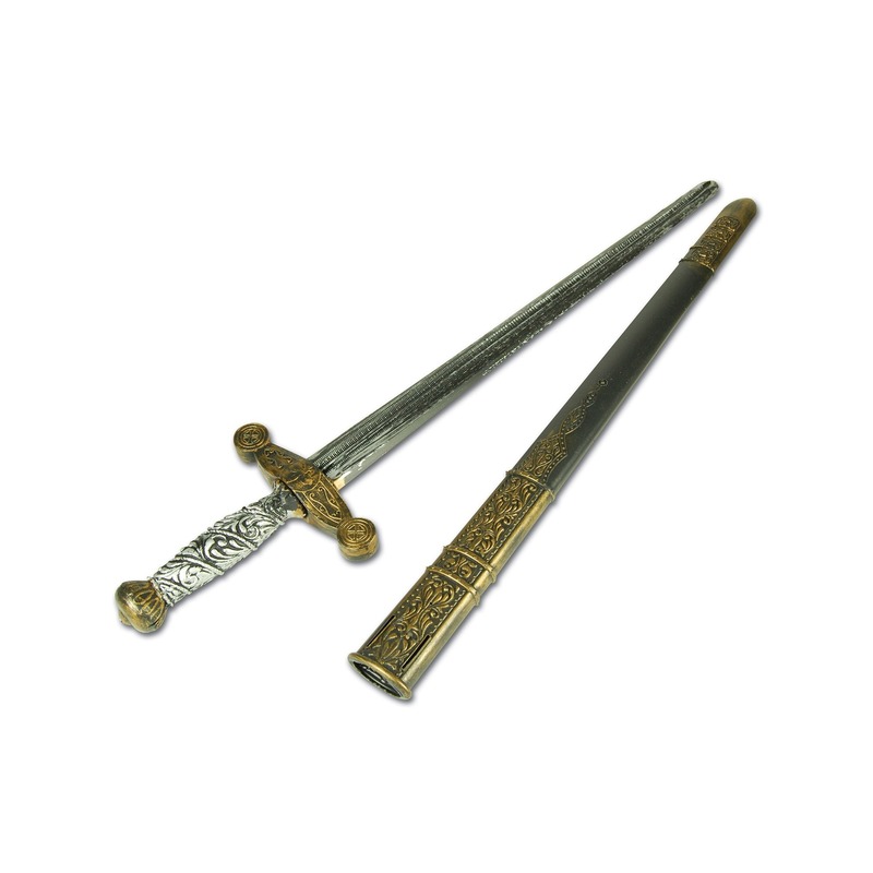 Verkleed middeleeuws ridder zwaard 45 cm goud-zilver