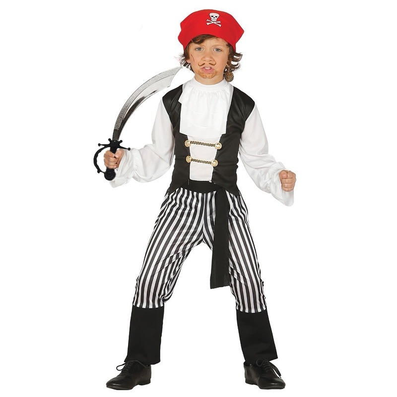 Verkleed piraten outfit voor kinderen maat 110-116 met zwaard