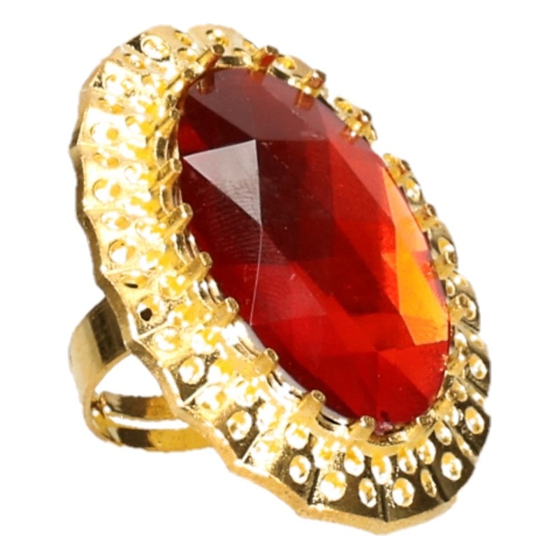 Verkleed Sinterklaas ring goud-rood verstelbaar voor heren-volwassenen