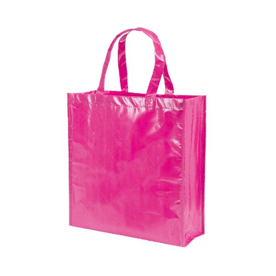 Voordelige fuchsia roze shoppers tas 38 cm