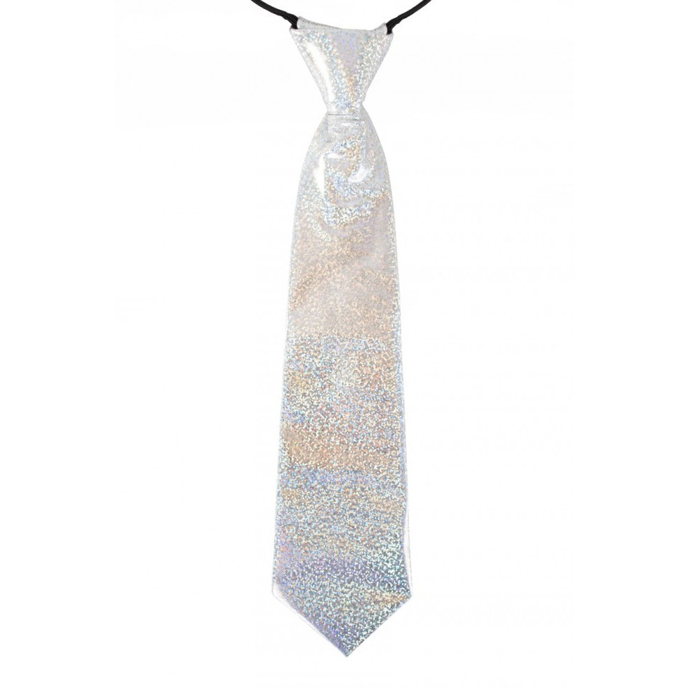 Zilveren glitter carnaval verkleed stropdas