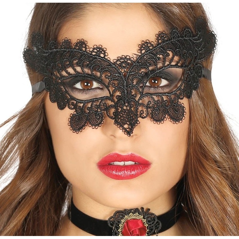Zwart gemaskerd bal oogmasker voor dames