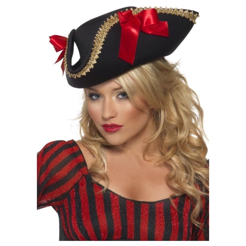 Zwarte piraten driesteek verkleed piraten hoed voor volwassenen