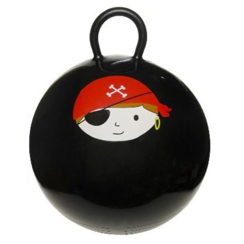 Zwarte skippybal met piraat 45 cm