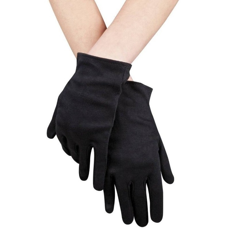 Zwarte verkleed handschoenen kort voor volwassenen