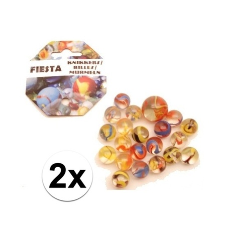2 Bags with fiesta marbles 42 pieces