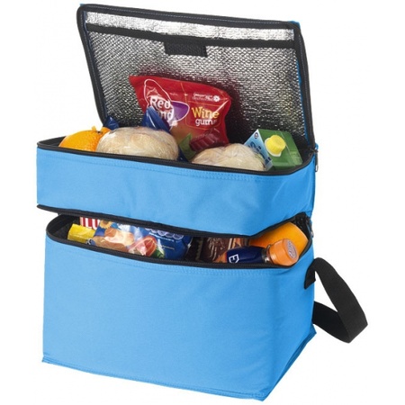Aqua blue cooler bag with two compartments