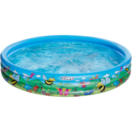 Opblaasbaar familiezwembad rond blauw/bloemen voor kinderen/volwassenen 178 x 30 cm