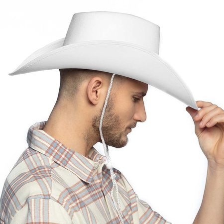 Boland Carnaval verkleed Cowboy hoed Billy Boy - wit - volwassenen - Western thema