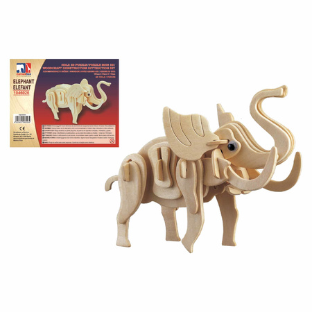 Houten dieren 3d puzzel olifant bouwpakket 20 cm