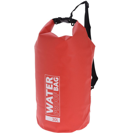 Rode waterdichte tas met hengels en gespsluiting 30 liter