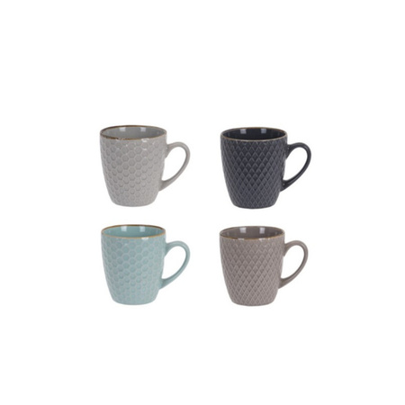 Set of 4x pieces luxury colored stoneware cups/coffeecups 300 ml