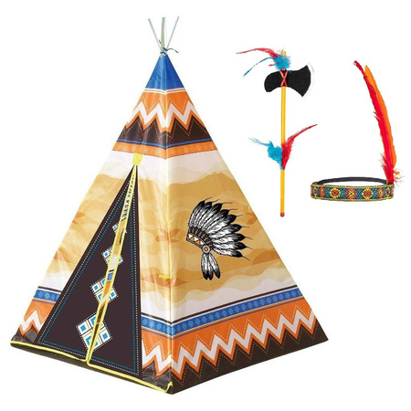 Teepee play tent Indian 130 cm with headband and axe