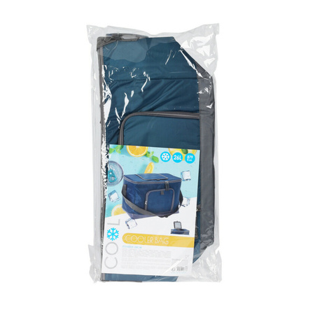 Beach/camping cooler bag - shoulder bag model - 2 compartments - blue - L40 x W23 x H28 cm