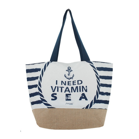 Beachbag I Need Vitamin Sea white 37 x 53 cm