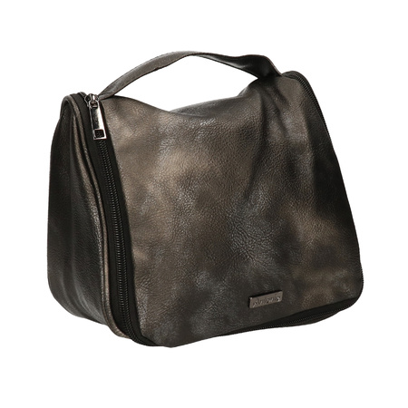 Toiletry/make-up bag black metallic for ladies 24 x 20 x 3 cm